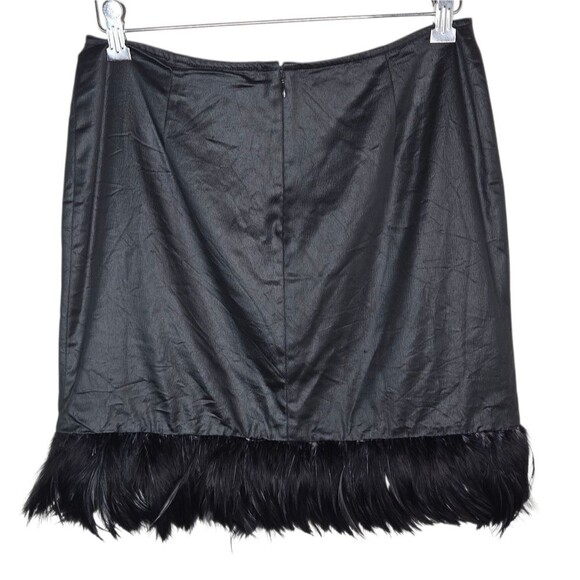 Cache Vintage 90s Black Feather Trim Mini Skirt Size 12 - Picture 2 of 7